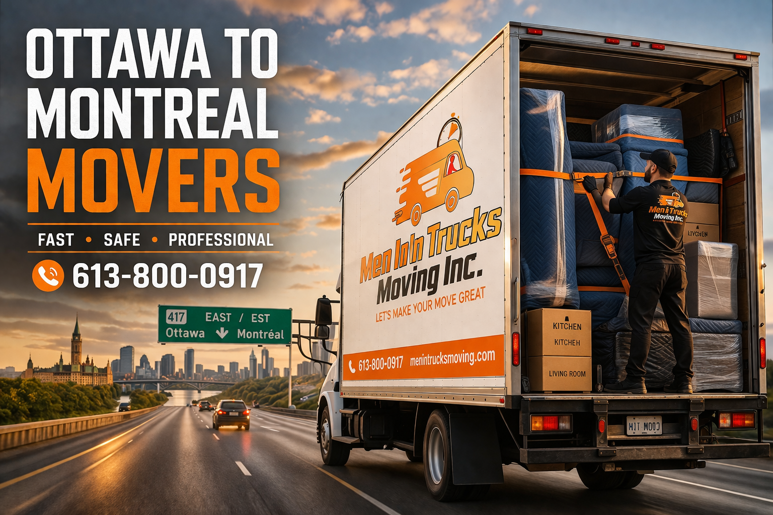 Men In Trucks movers loading a truck for a long-distance Ottawa to Calgary move